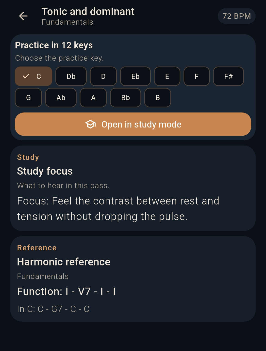 Cavac study details screen in dark mode
